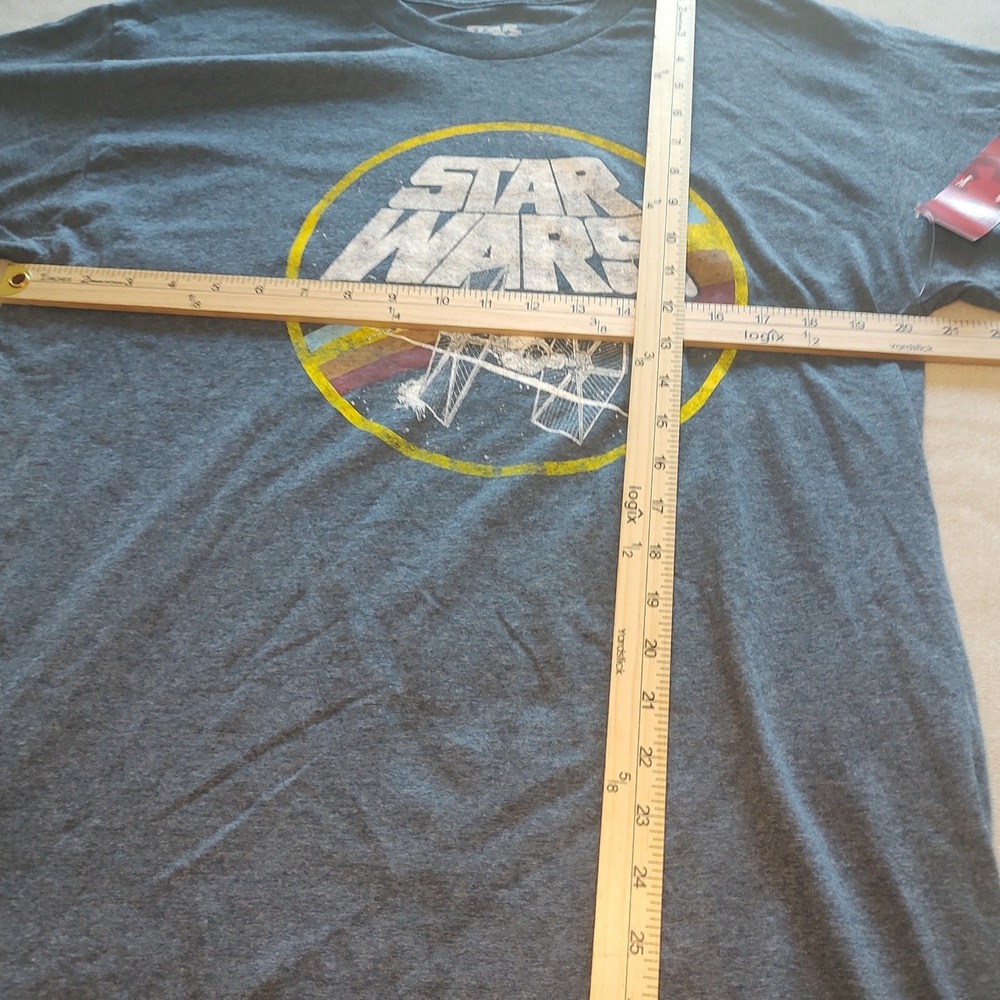 Star Wars TIE Fighter Graphic T-Shirt Charcoal‎ Heather Grey Retro Logo Mens L